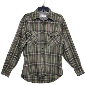 Vintage Sears Roebuck And Co Wool Blend Flannel Button Shirt Size Large Tall